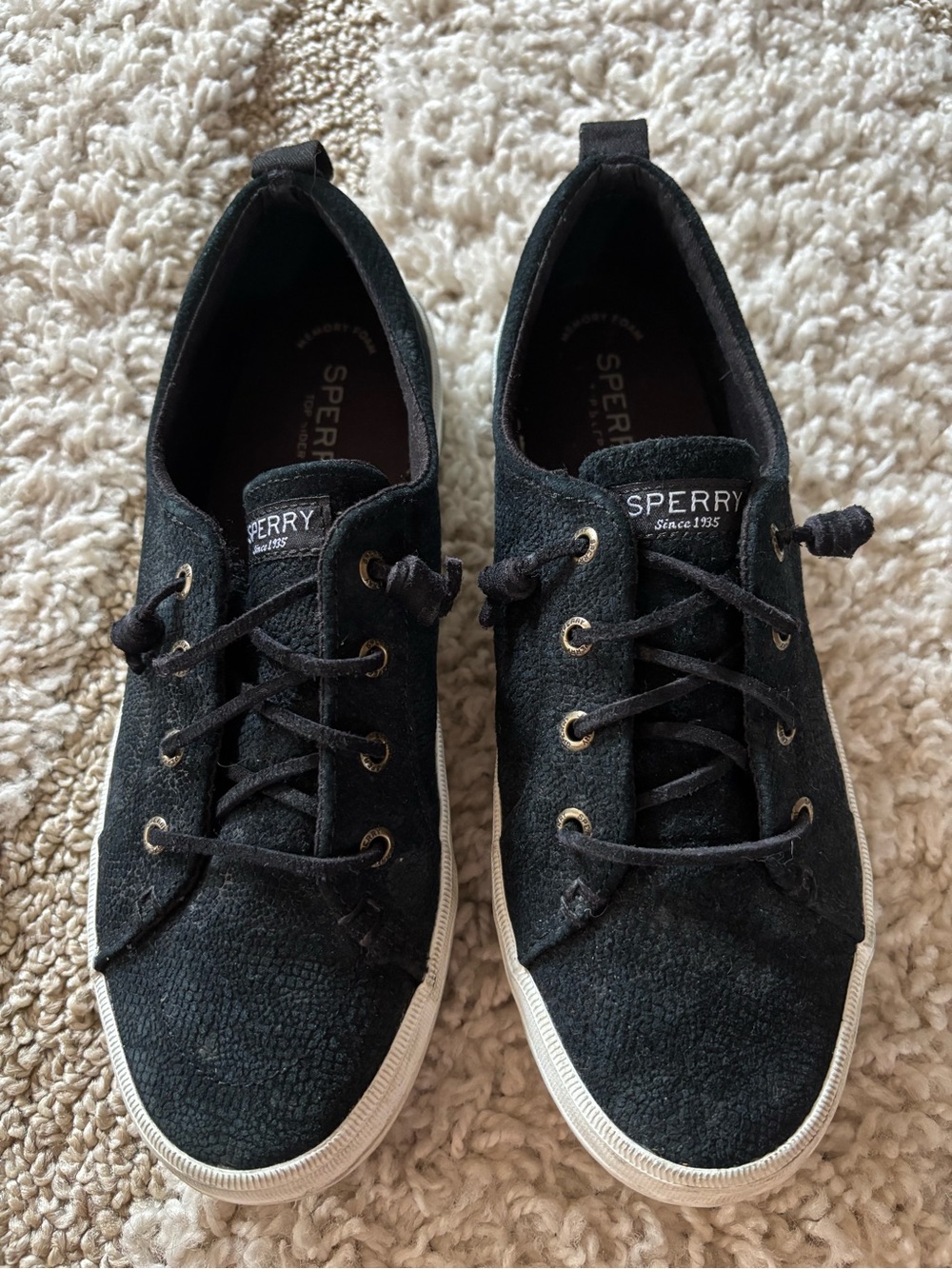 Sperry Black Canvas Low-Top Sneakers with White Soles